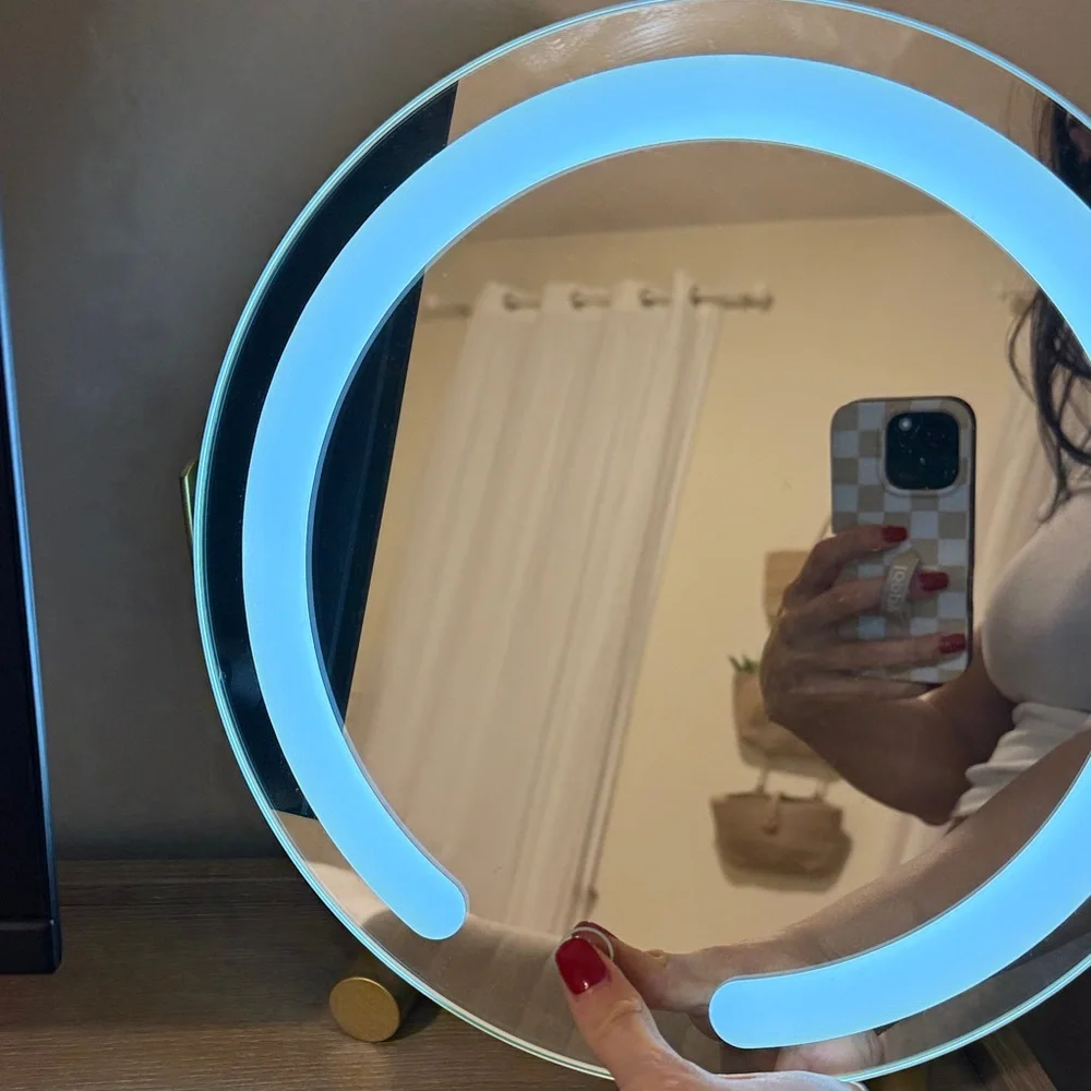 Round gold desk mirror
